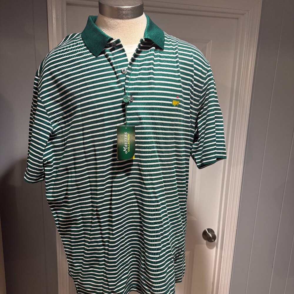 Master's Collection Stripped Polo Shirt Green/White Size XL NWT